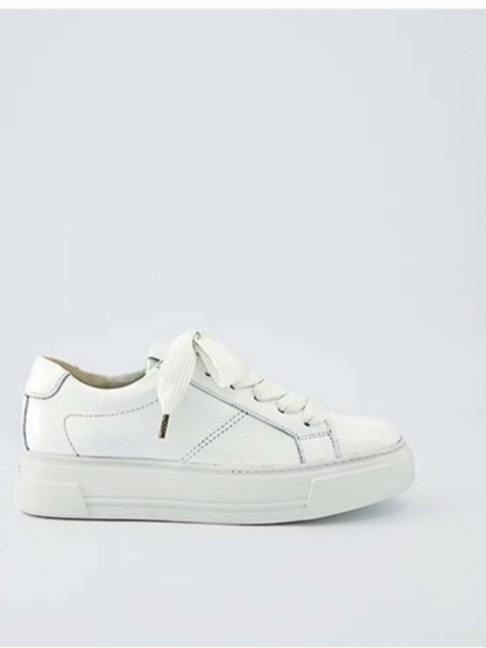 Paul Green Dumont Shiny White Leather Platform Lace-Up Sneakers